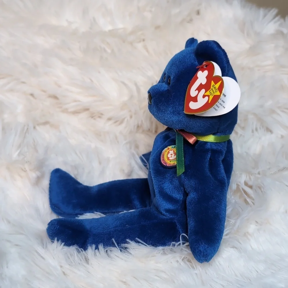 TY Beanie Baby CLUBBY the Royal Blue Teddy Bear - Picture 4 of 10